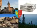 Stos makulatury, stos kartonów, herb miasta i widok na panoramę. Sprawdź, jaka jest aktualna makulatura cena.