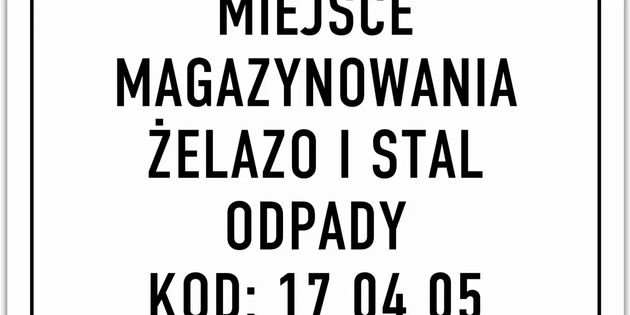 Miejsce magazynowania żelaza i stali. Odpady, kod: 17 04 05.