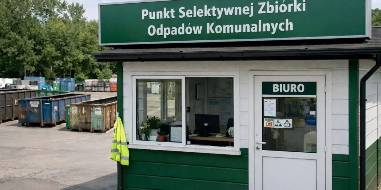 Punkt selektywnej zbiórki odpadów komunalnych. Tutaj dowiesz się, gdzie wyrzucić panele podłogowe i inne odpady.