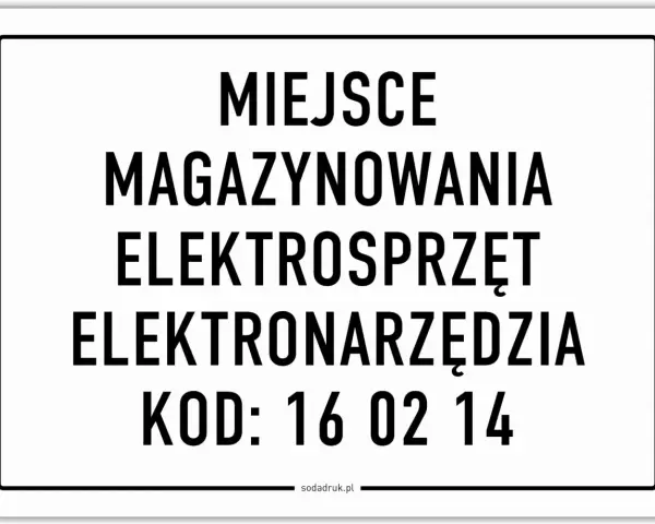 Miejsce magazynowania elektrośmieci, w tym elektronarzędzi, z kodem odpadu 16 02 14.
