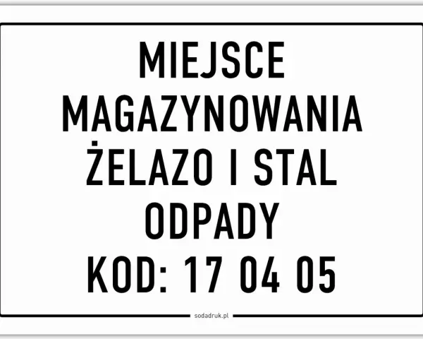 Miejsce magazynowania żelaza i stali. Odpady, kod: 17 04 05.