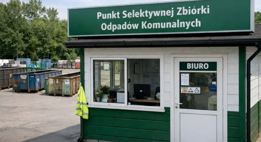Punkt selektywnej zbiórki odpadów komunalnych. Tutaj dowiesz się, gdzie wyrzucić panele podłogowe i inne odpady.