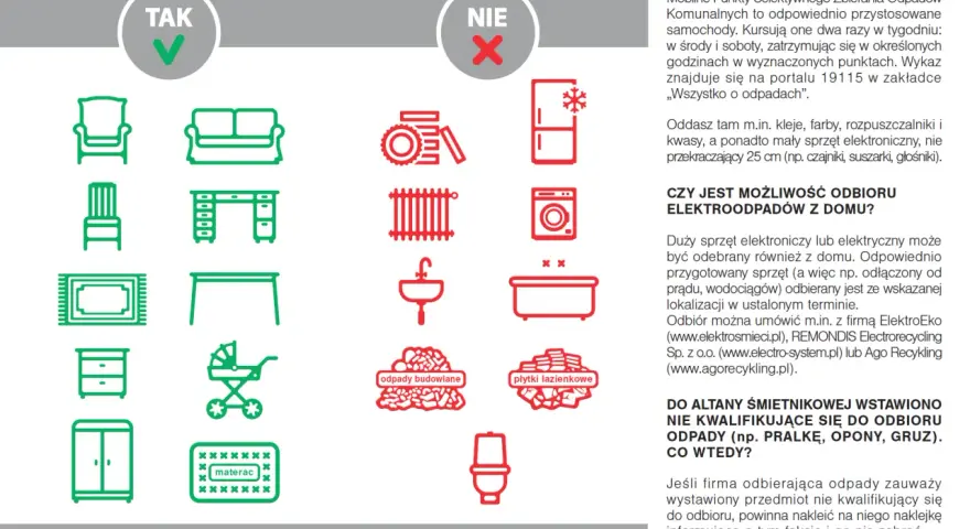 Meble, dywany, wózki dziecięce, materace – to przykłady, co można wystawić na gabaryty. Nie wolno tam wyrzucać gruzu ani pralek.